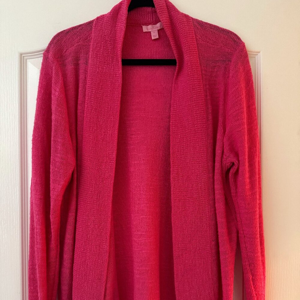 Lilly Pulitzer Pink Open Front Lightweight Cardigan | Size XL